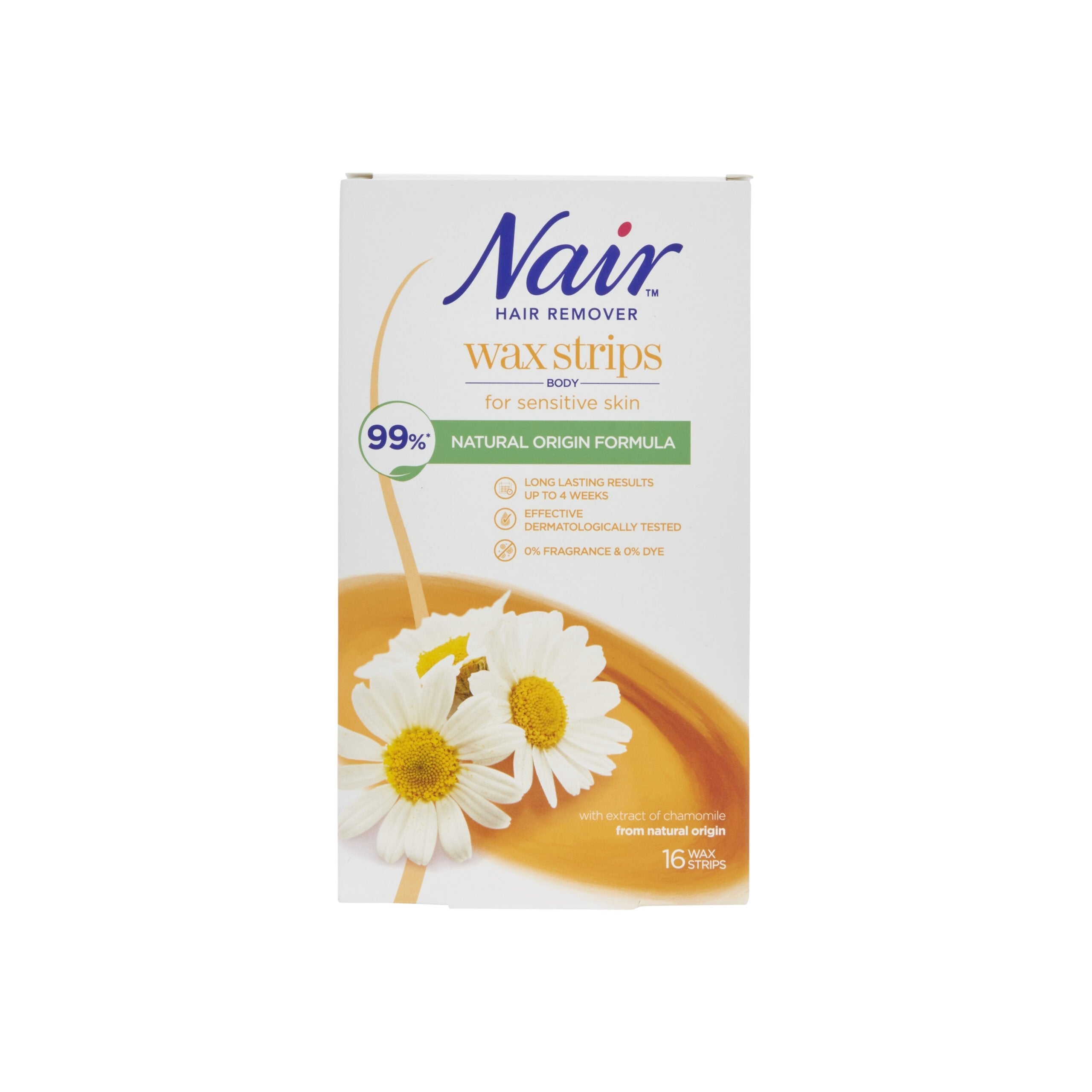 NAIR HAIR REMOVER WAX STRIPS BODY FOR SENSITIVE SKIN 16 STRIPS