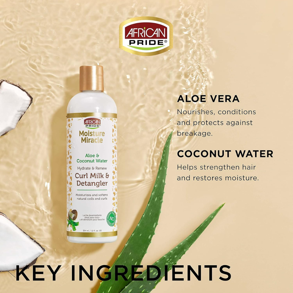 African Pride Moisture Miracle Aloe & Coconut Curl Milk – 354ml