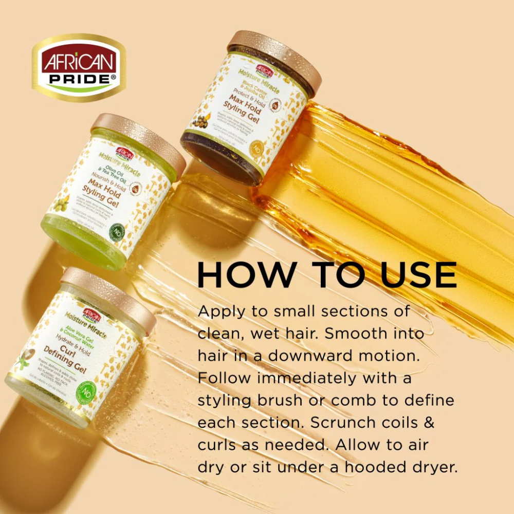 African Pride Moisture Miracle Olive Oil & Tea Tree Max Hold Styling Gel – 510g