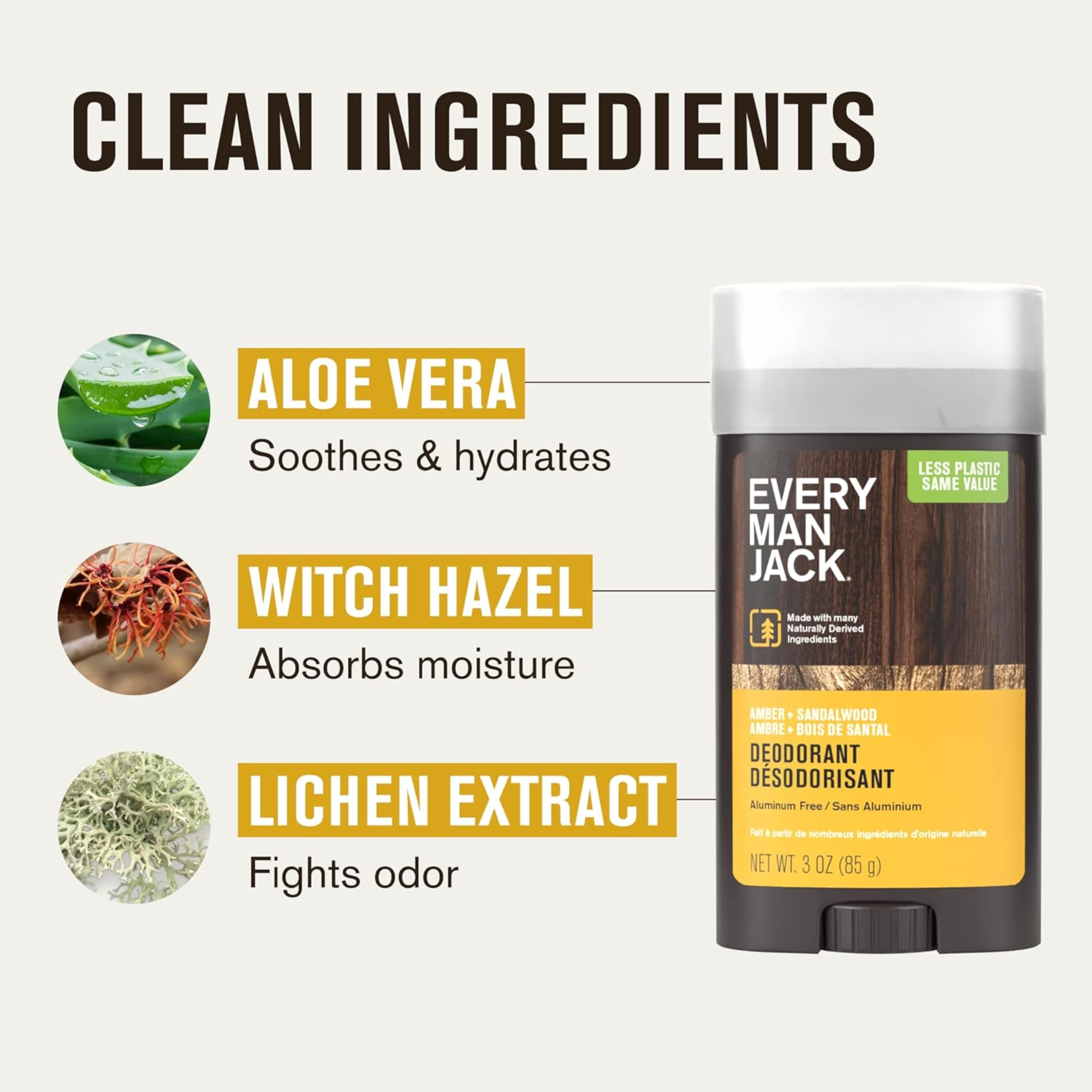 Every Man Jack Amber + Sandalwood Men’s Deodorant 85g