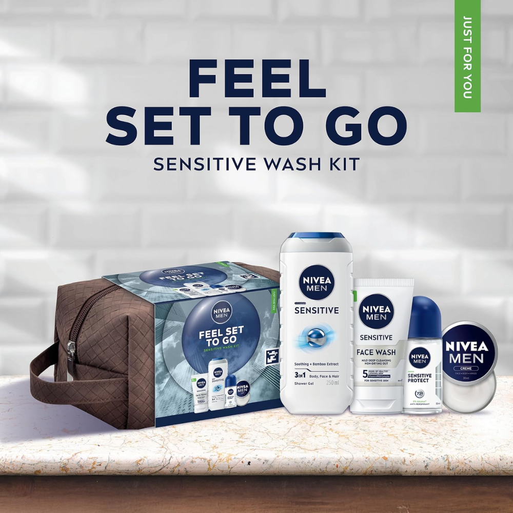 NIVEA MEN Feel Set To Go Gift Set (5 Products) – Men’s Grooming Gift