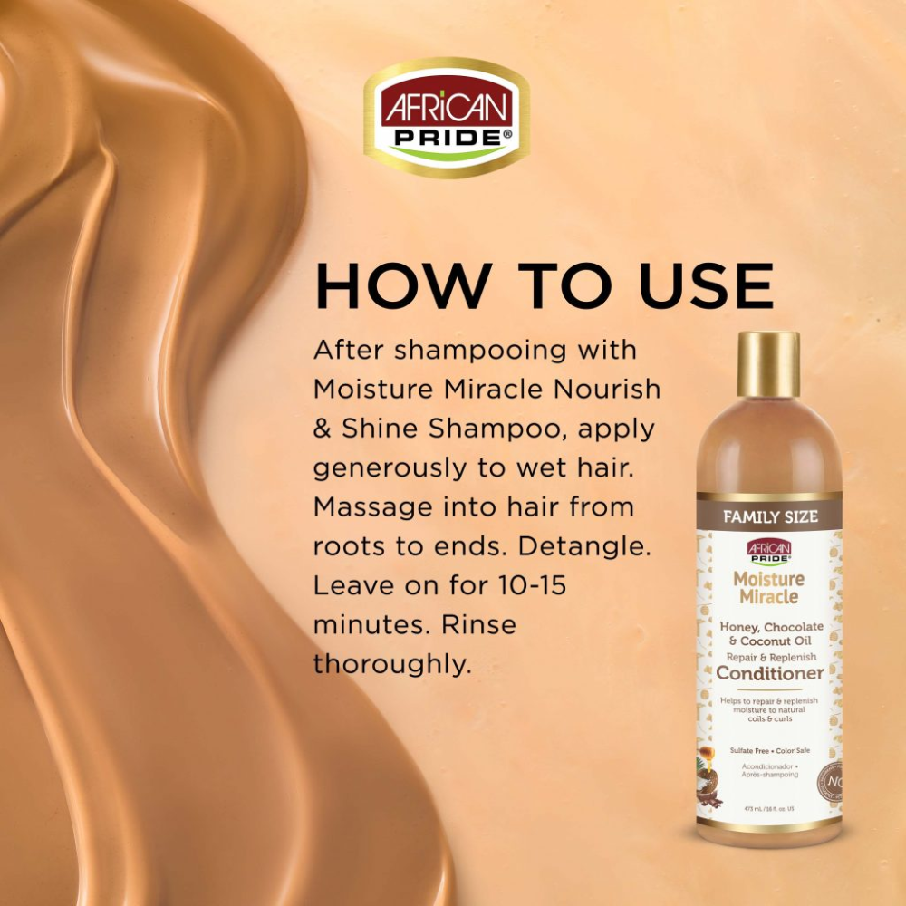 The African Pride Moisture Miracle Honey, Chocolate & Coconut Oil Conditioner (473ml)