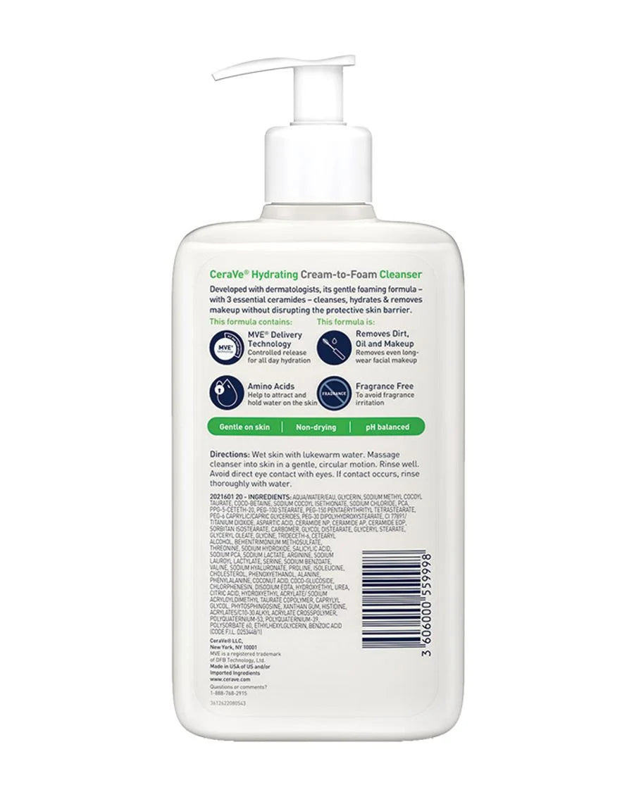 Cerave Hydrating Cream to Foam Cleanser 355ml