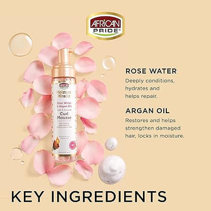 African Pride Moisture Miracle Rose Water & Argan Oil Curl Mousse 251ml