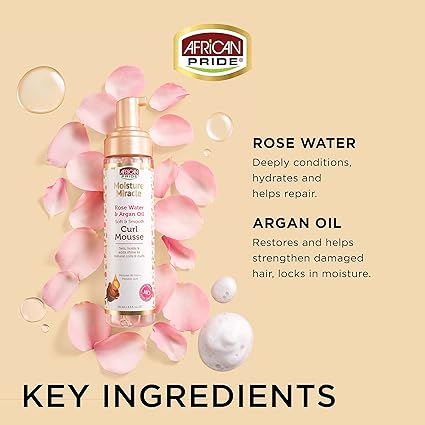 African Pride Moisture Miracle Rose Water & Argan Oil Curl Mousse 251ml