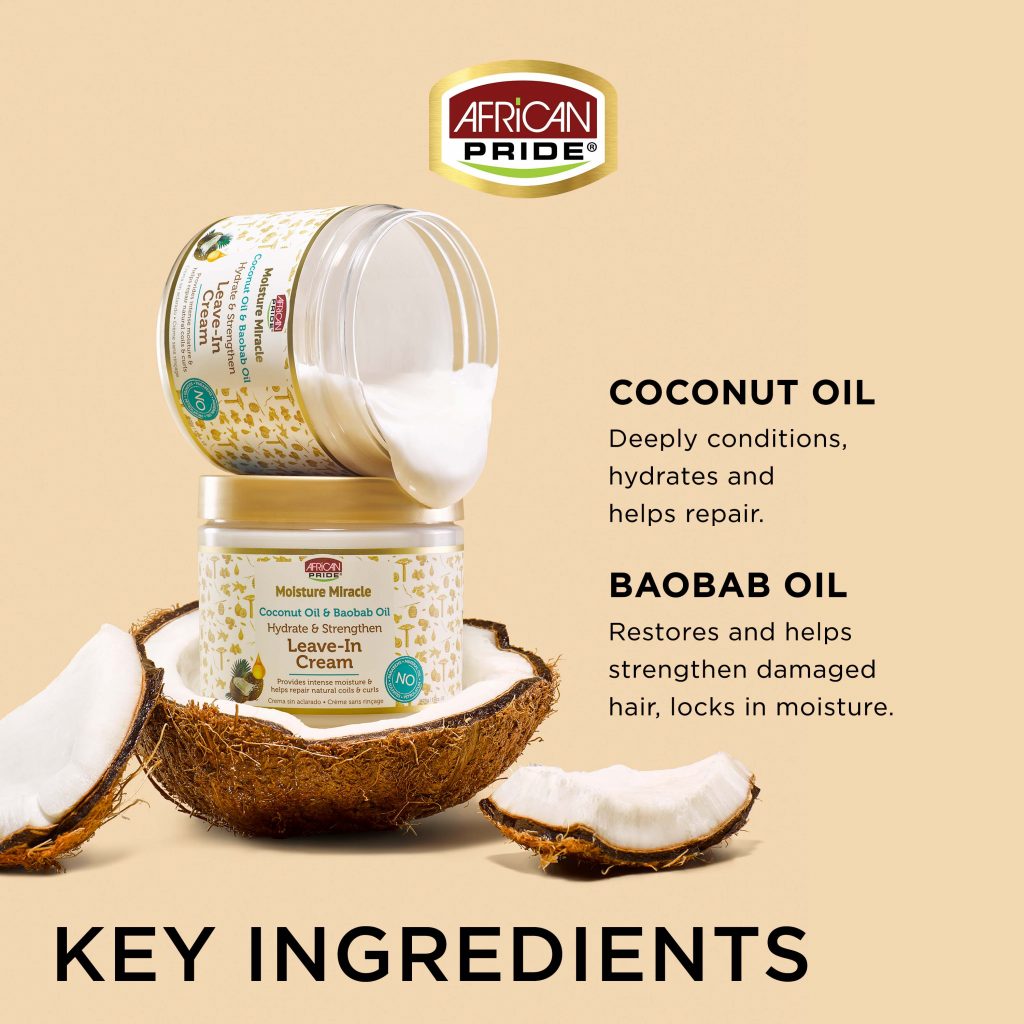 African Pride Moisture Miracle Coconut Oil & Baobab Oil Leave-In Cream