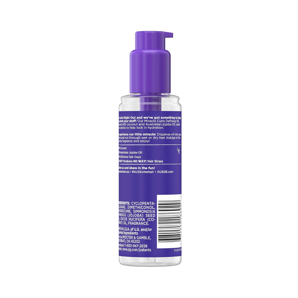Aussie Miracle Curls Curl-Defining Oil Hair Treatment with Coconut & Jojoba Oil (95ml)
