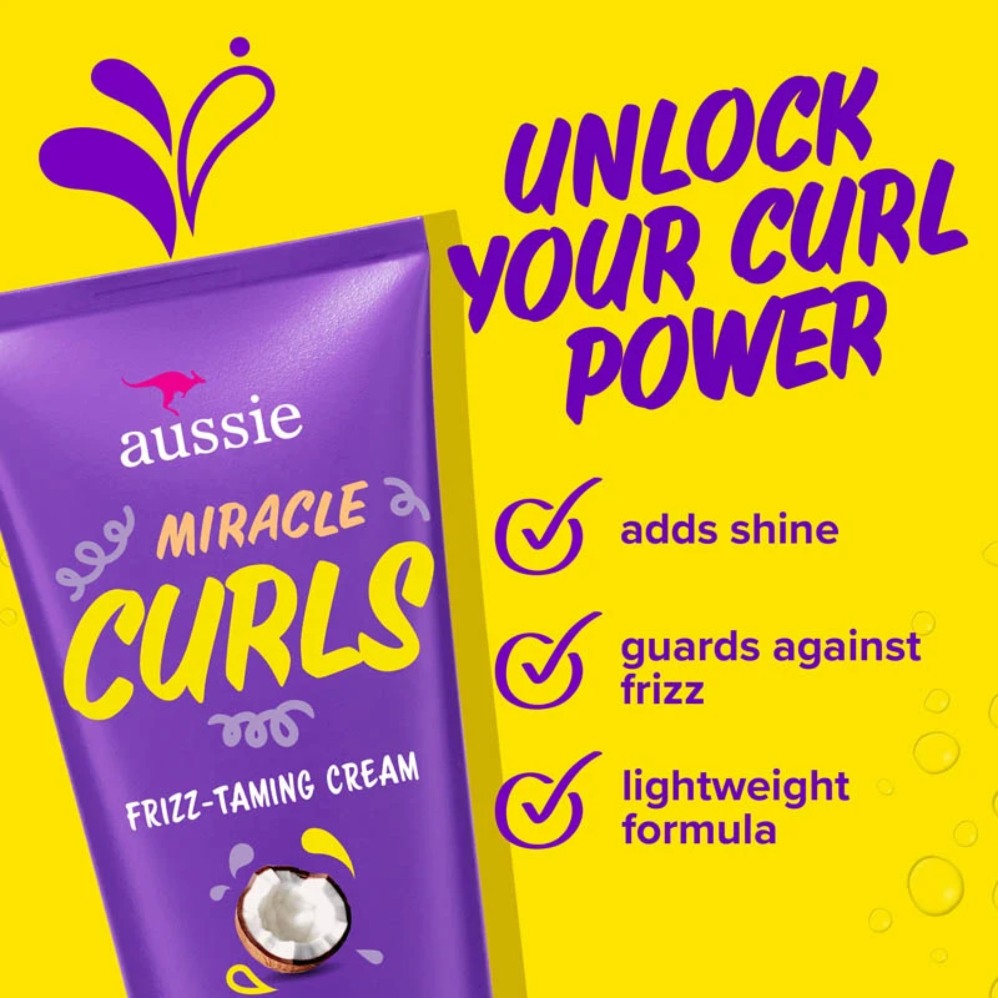 Aussie Miracle Curls Frizz Taming Curl Cream with Coconut & Jojoba (193g)