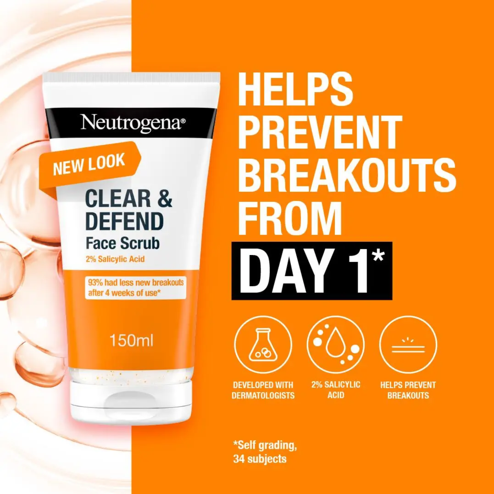 Neutrogena® Clear & Defend Salicylic Acid Face Scrub – 150ml