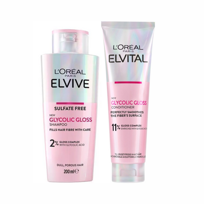 L’Oréal Paris Elvive Glycolic Gloss Shampoo &amp; Conditioner Set – For Dull Hair
