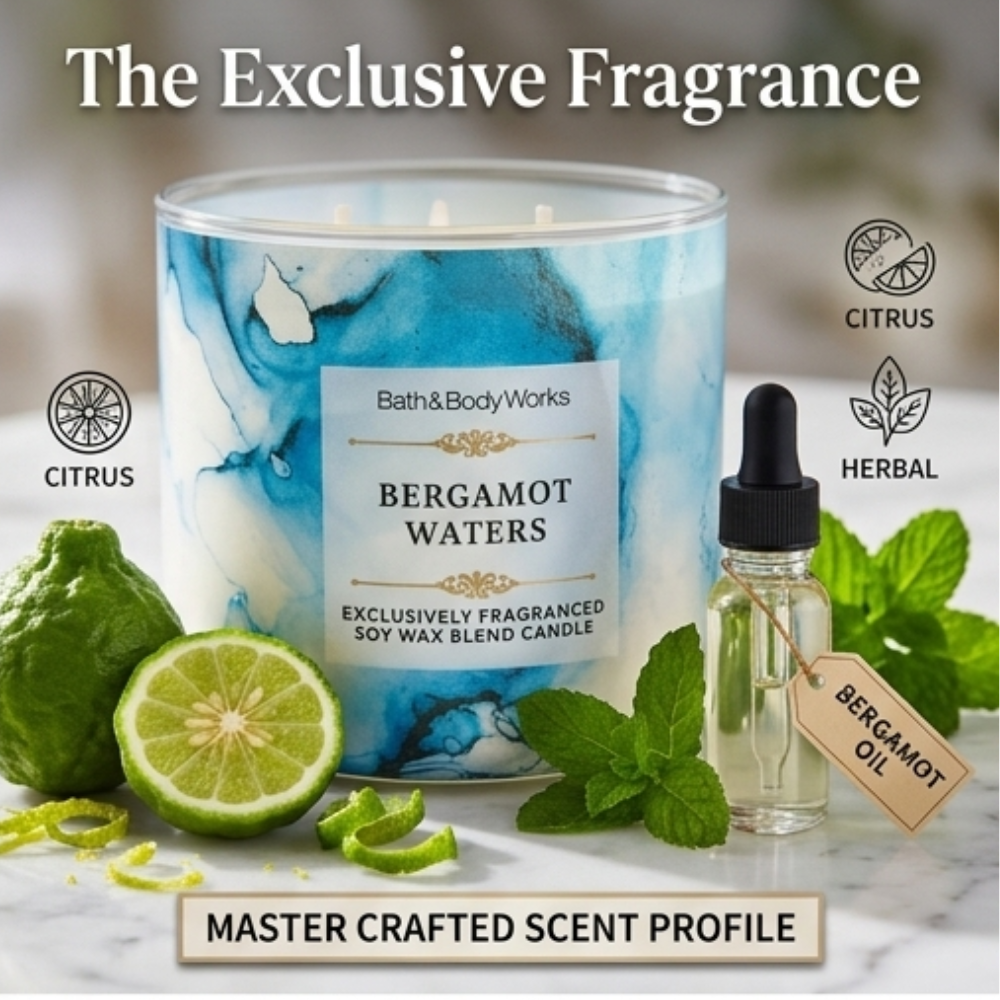 Bath &amp; Body Works 3-Wick Candle – Bergamot Waters