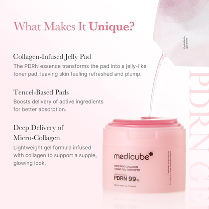 Medicube PDRN Pink Collagen Jelly Pad (70 Toner Pads)