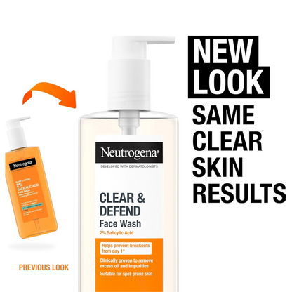 Neutrogena Clear and Defend 2% Salicylic Acid Face Wash 200ml