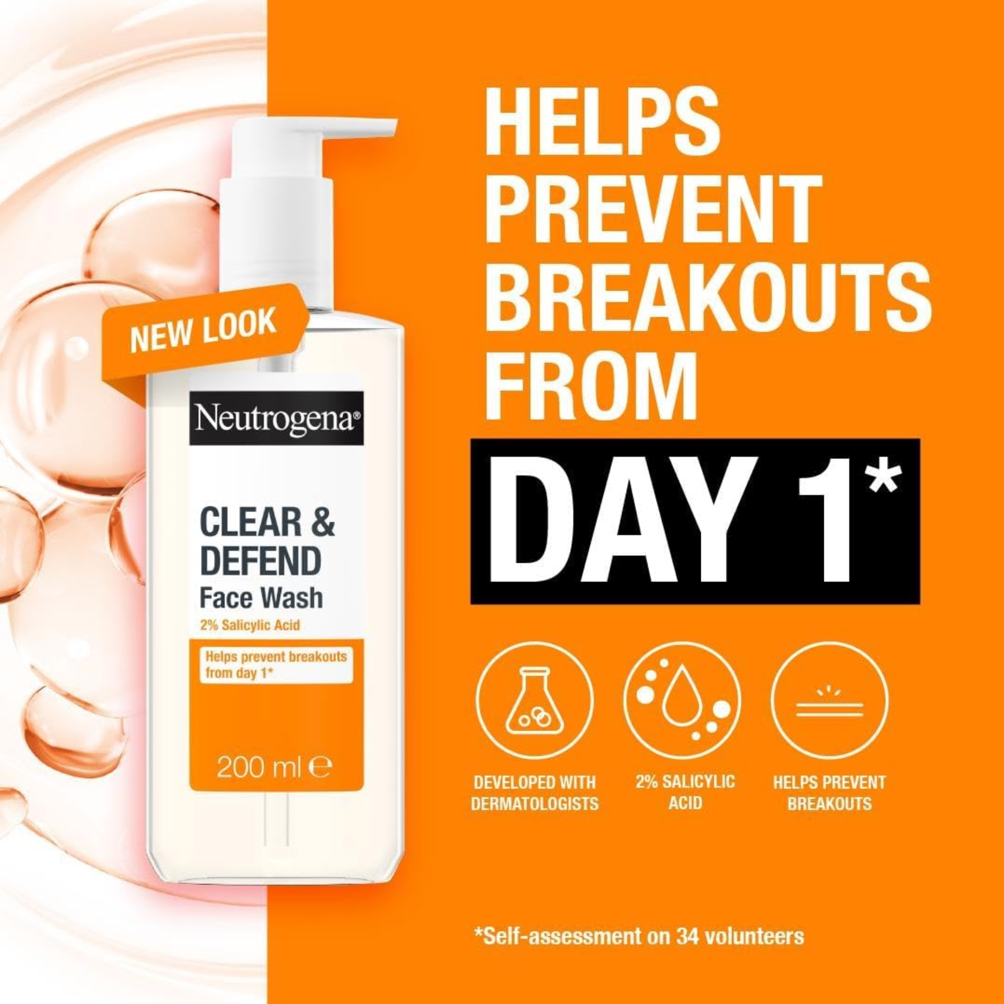 Neutrogena Clear and Defend 2% Salicylic Acid Face Wash 200ml