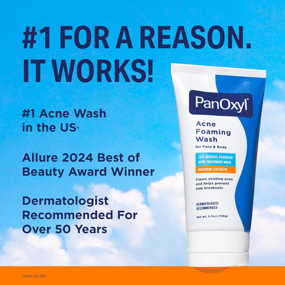 PanOxyl 10% Benzoyl Peroxide Acne Foaming Wash – Maximum Strength