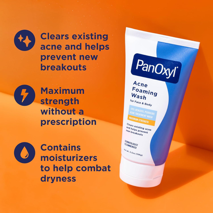 PanOxyl 10% Benzoyl Peroxide Acne Foaming Wash – Maximum Strength