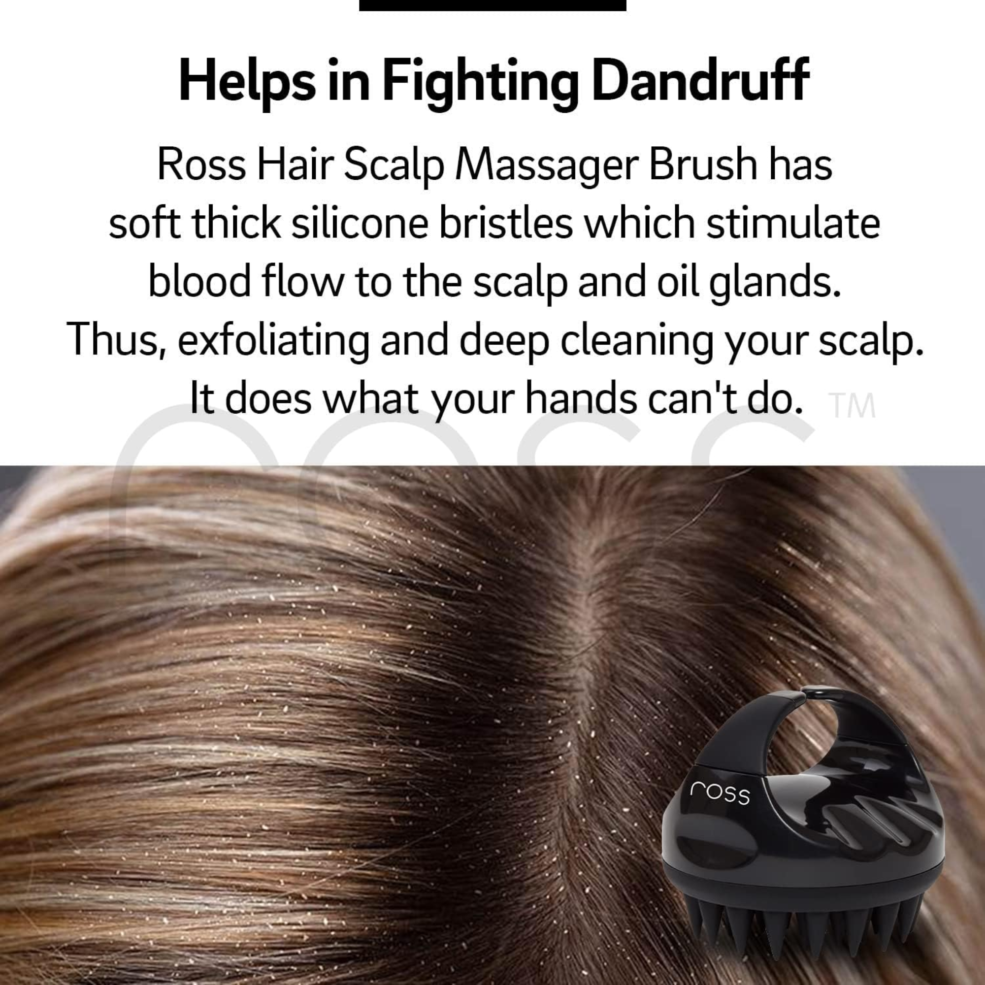 Ross Round Hair Scalp Manual Massager Black Shampoo Brush