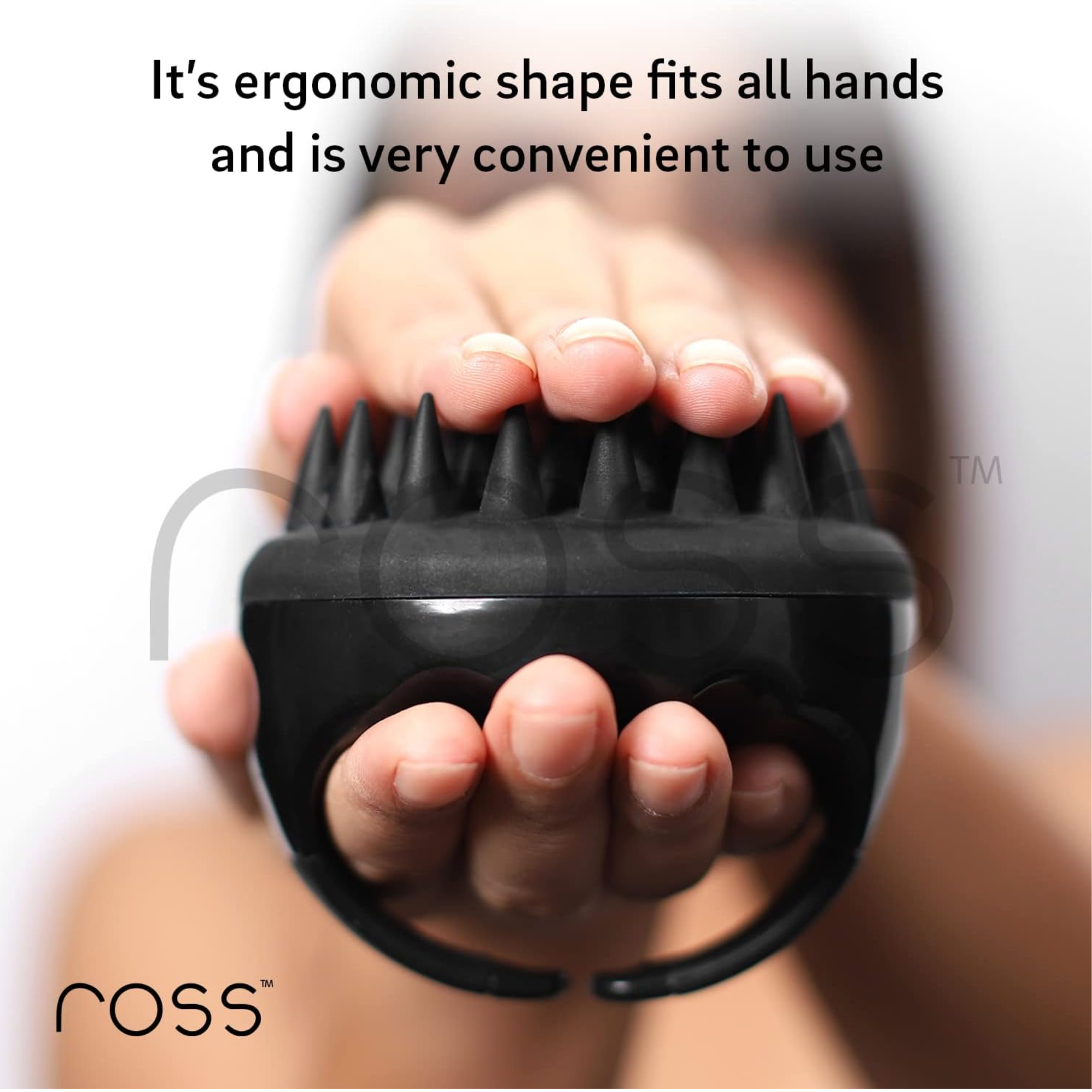 Ross Round Hair Scalp Manual Massager Black Shampoo Brush