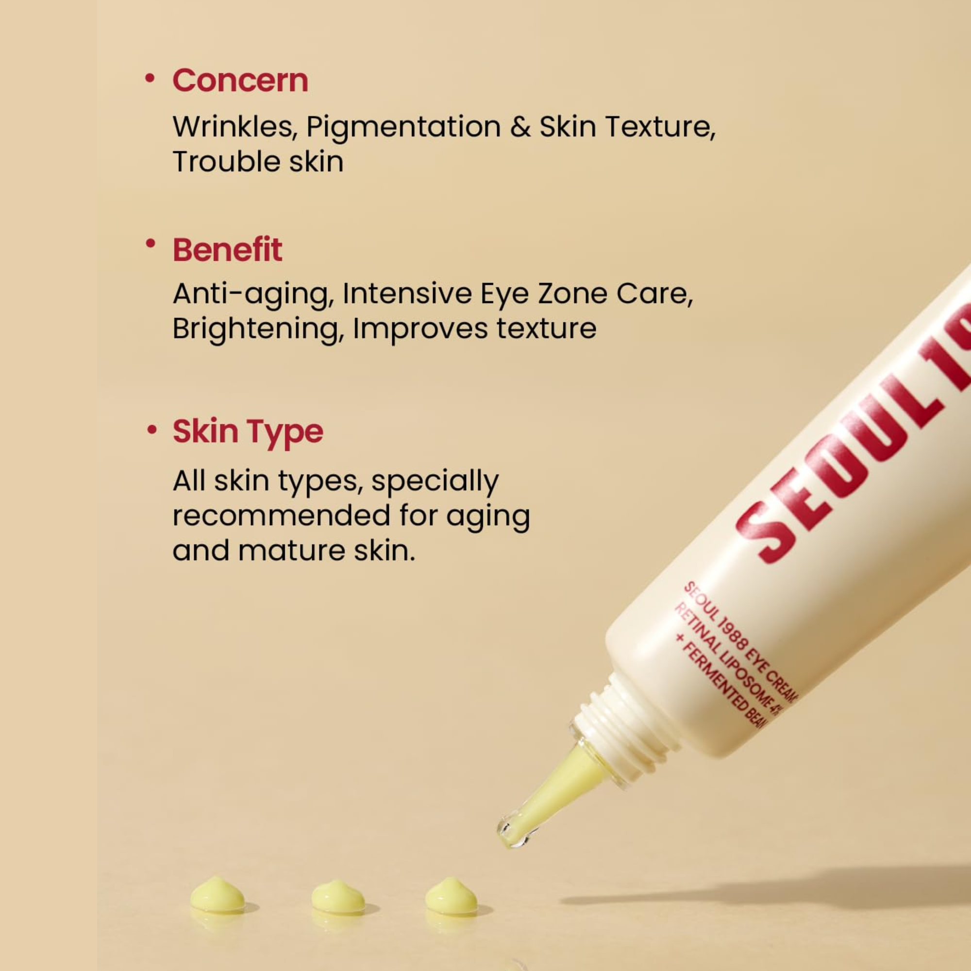 SEOUL 1988 Eye Cream: Retinal Liposome 4% + Fermented Bean Extract (30 ml)
