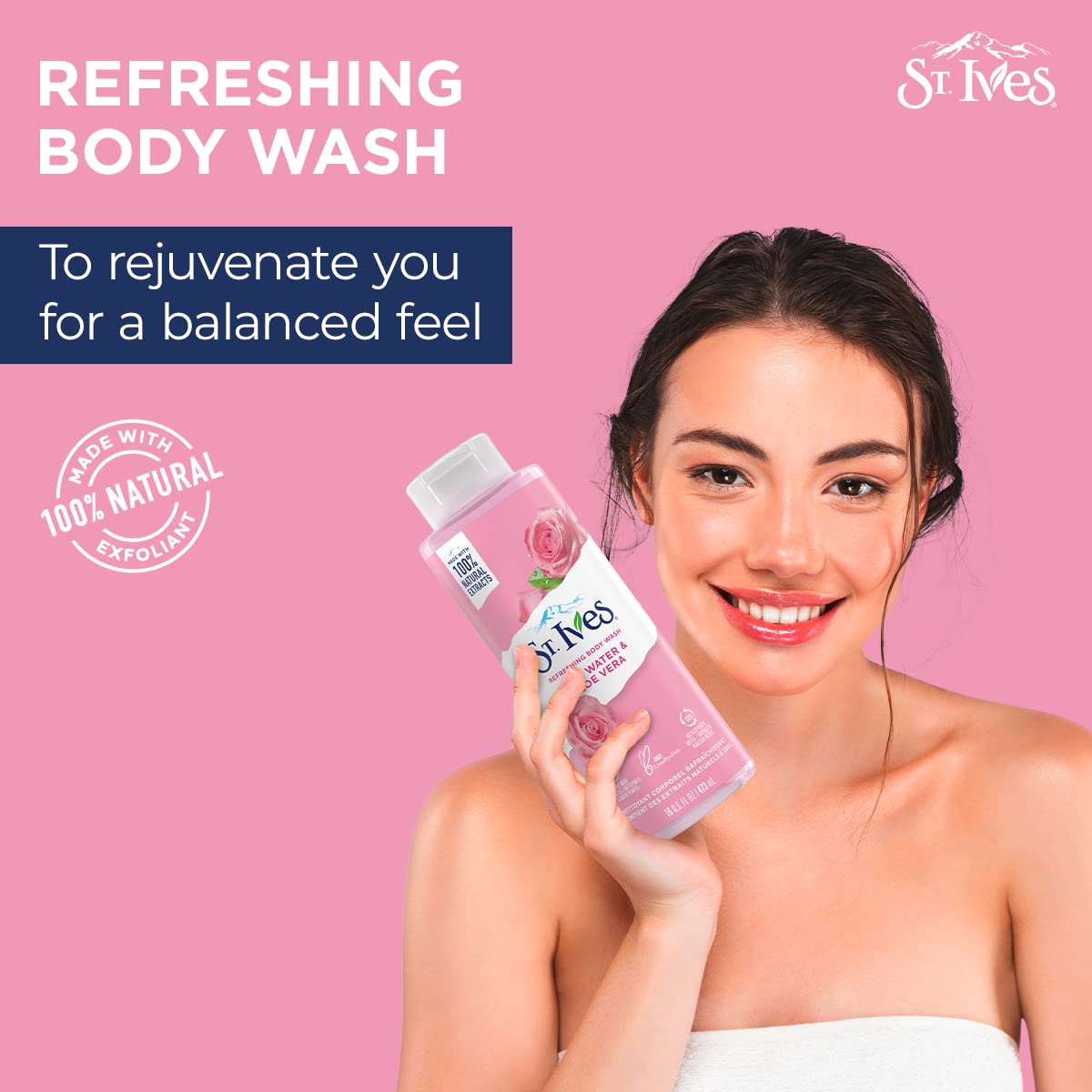 ST.IVES REFRESHING BODY WASH ROSE WATER & ALOE VERA 650ML