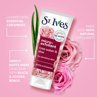 St. Ives Gentle Smoothing Face Scrub – Rose Water & Aloe Vera 170g