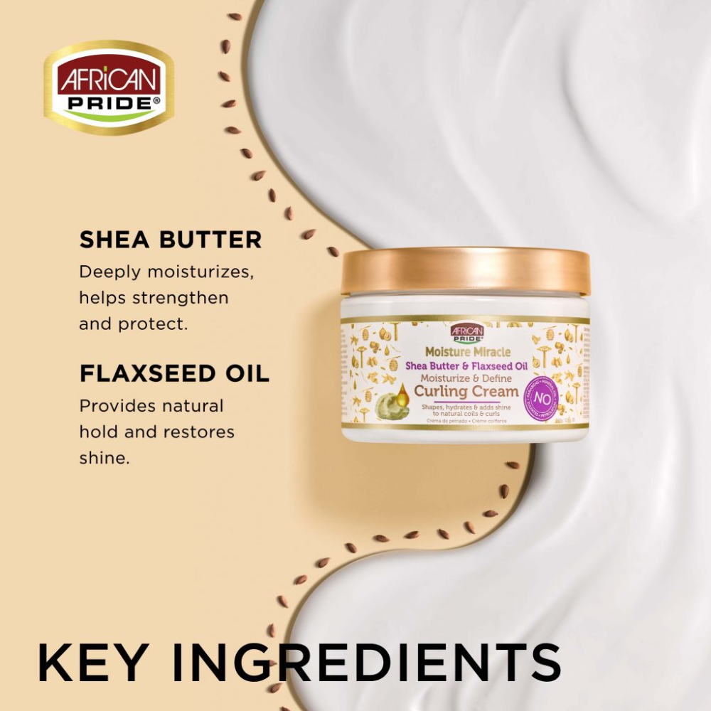 The African Pride Moisture Miracle Shea Butter & Flaxseed Oil Curling Cream (340g)