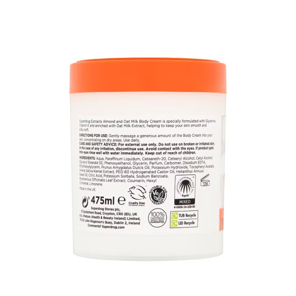 Superdrug Extracts Almond & Oat Milk Body Cream 475ml