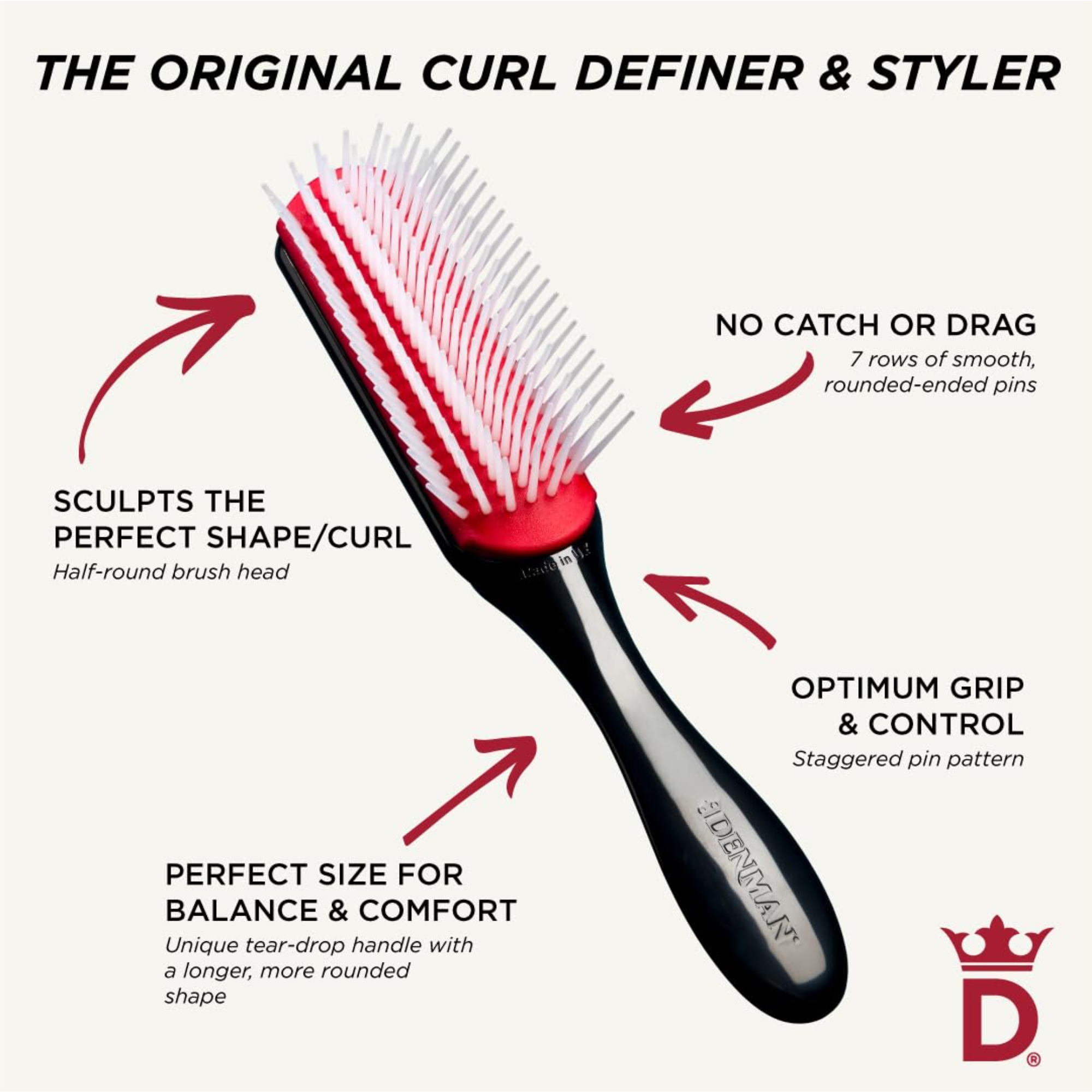 Denman D3 Original Styling Brush – 7 Row