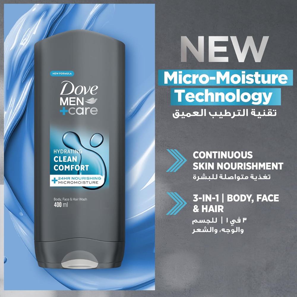 Dove Men+Care Clean Comfort Body and Face Wash 400ml