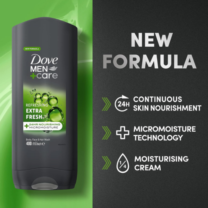 Dove Men+Care Refreshing Extra Fresh 3-in-1 Hair, Body and Face Wash 400ml
