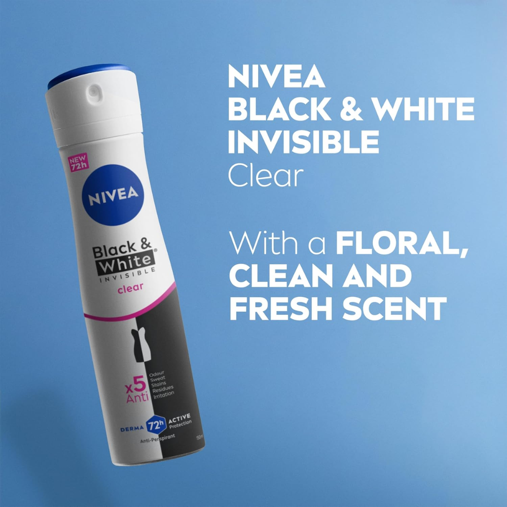 NIVEA Black & White Invisible Clear Antiperspirant Spray 250ml