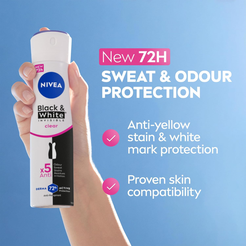 NIVEA Black & White Invisible Clear Antiperspirant Spray 250ml