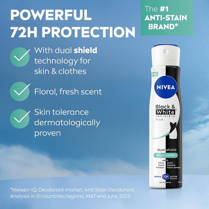 NIVEA Black &amp; White Invisible Fresh Antiperspirant Spray 250ml